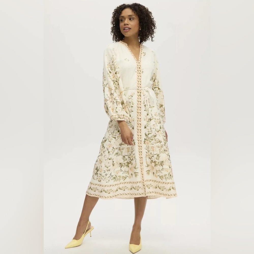 NWOT Calypso St Barth Gorgeous Linen Blend Balloon Sleeve Dress